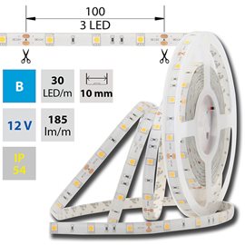 ML-121.583.60.0 LED pásek SMD5050 B, 30LED/m, 7,2W/m, 185lm/m, IP54, DC 12V, 10mm, 5m