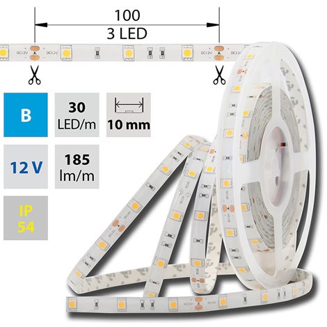 ML-121.583.60.0 LED pásek SMD5050 B, 30LED/m, 7,2W/m, 185lm/m, IP54, DC 12V, 10mm, 5m
