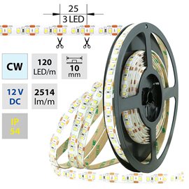 ML-121.714.60.0 LED pásek SMD2835 CW, 120LED/m, 28,8W/m, 2514lm/m, IP54, DC 12V, 10mm, 5m