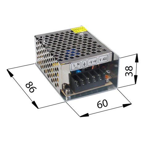 ML-732.010.10.0 Napájecí zdroj 15 W, DC12V/1,3A, IP20, kovové provedení 2