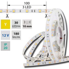 ML-121.575.60.0 LED pásek SMD5050 Y, 30LED/m, 7,2W/m, 180lm/m, IP20, DC 12V, 10mm, 5m