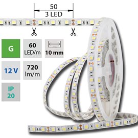 ML-121.598.60.0 LED pásek SMD5050 G, 60LED/m, 14,4W/m, DC 12V, 720lm/m, IP20, 10mm, 5m
