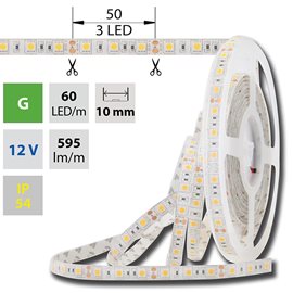 ML-121.605.60.0 LED pásek SMD5050 G, 60LED/m, 14,4W/m, 720lm/m, IP54, DC 12V, 10mm, 5m