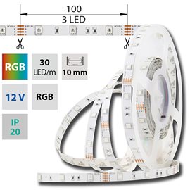 ML-123.580.60.2 LED pásek SMD5050 RGB, 30LED/m, 7,2W/m, DC12V, 280lm/m, IP20, 10mm, 50m
