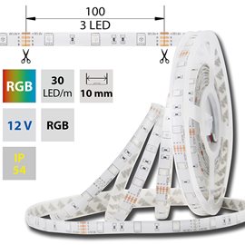 ML-123.587.60.0 LED pásek SMD5050 RGB, 30LED/m, 7,2W/m, DC12V, 248lm/m, IP54, 10mm, 5m
