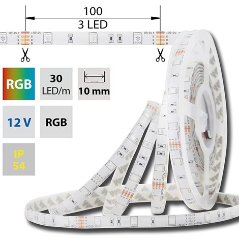 ML-123.587.60.0 LED pásek SMD5050 RGB, 30LED/m, 7,2W/m, DC12V, 248lm/m, IP54, 10mm, 5m