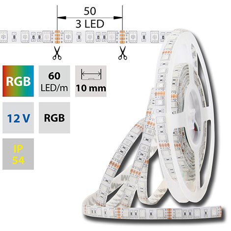 ML-123.608.60.0 LED pásek SMD5050 RGB, 60LED/m, 14,4W/m, DC12V, 710lm/m, IP54, 10mm, 5m
