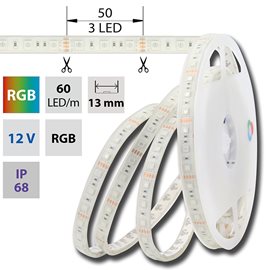 ML-123.615.60.0 LED pásek SMD5050 RGB, 60LED/m, 14,4W/m, DC12V, 483lm/m, IP68, 13mm, 5m