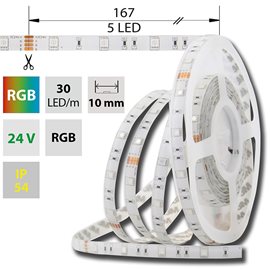 ML-128.587.60.0 LED pásek SMD5050 RGB, 30LED/m, 8,5W/m, DC24V, 280lm/m, IP54, 10mm, 5m