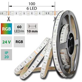 ML-128.601.60.2 LED pásek SMD5050 RGB, 60LED/m, IP20, DC 24V, 10mm, 50m