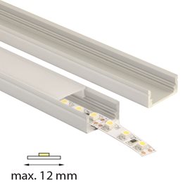 ML-761.003.43.3 Přisazený hliníkový profil PQ, 17x8 mm, včetně čirého difuzoru, 3 m