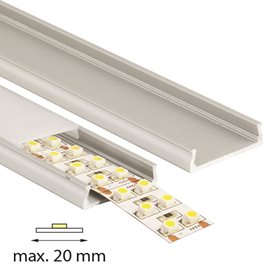 ML-761.004.07.2 Přisazený hliníkový profil PZ, 24x6 mm, včetně mléčného difuzoru, 2 m