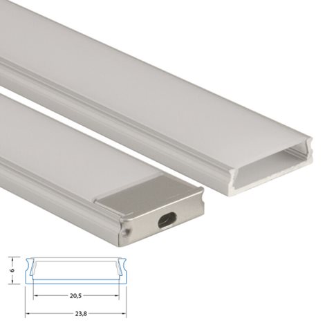 ML-761.004.07.2 Přisazený hliníkový profil PZ, 24x6 mm, včetně mléčného difuzoru, 2 m 5