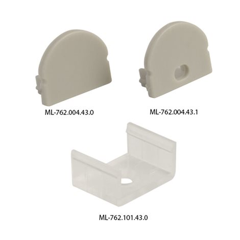 ML-761.004.43.1 Přisazený hliníkový profil PR, 17x13 mm , včetně čirého difuzoru s čočkou, 1 m 3