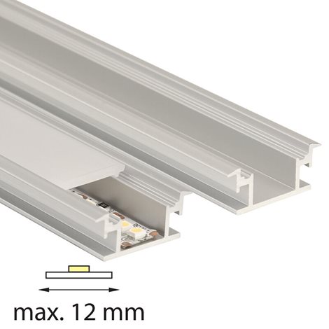 ML-761.011.07.2 Nášlapný hliníkový profil BR, 27x11 mm, včetně mléčného difuzoru, 2 m 6