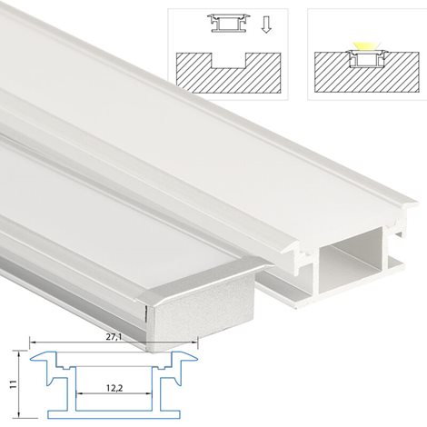 ML-761.011.07.2 Nášlapný hliníkový profil BR, 27x11 mm, včetně mléčného difuzoru, 2 m 8