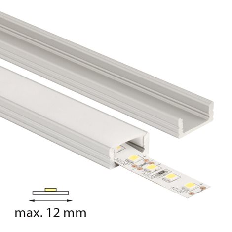 ML-761.021.02.2 Přisazený hliníkový profil PH, 17x8 mm, včetně mléčného difuzoru, 2 m 1