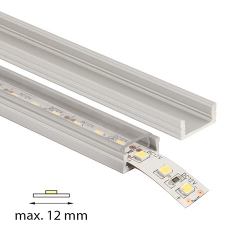 ML-761.023.02.2 Přisazený hliníkový profil PH, 17x8 mm, včetně čirého difuzoru, 2 m 1