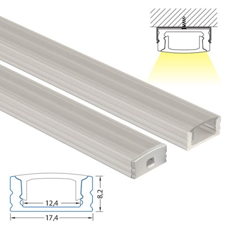 ML-761.023.02.2 Přisazený hliníkový profil PH, 17x8 mm, včetně čirého difuzoru, 2 m 4