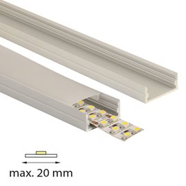 ML-761.025.43.1 Přisazený hliníkový profil PF, 24x10 mm, včetně čirého difuzoru, 1 m