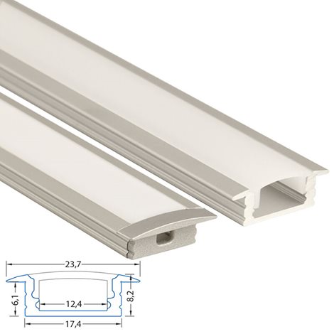 ML-761.027.02.2 Vestavný hliníkový profil VS, 24x8 mm, včetně mléčného difuzoru, 2 m 5