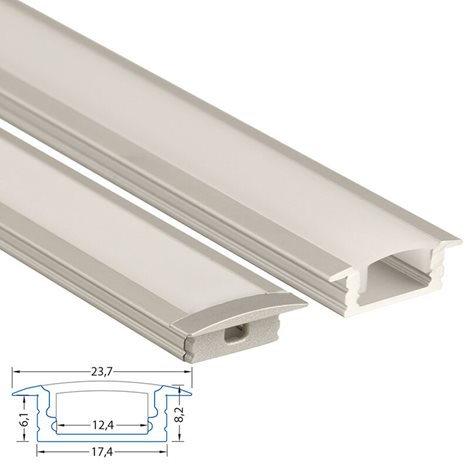 ML-761.028.02.1 Vestavný hliníkový profil VS, 24x8 mm, včetně matného difuzoru, 1 m 5