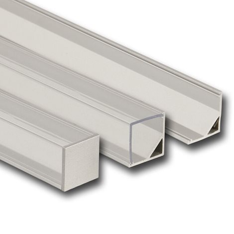 ML-761.047.02.2 Rohový hliníkový profil RD, 16x16 mm, mléčný difuzor, komplet, 2 m 2