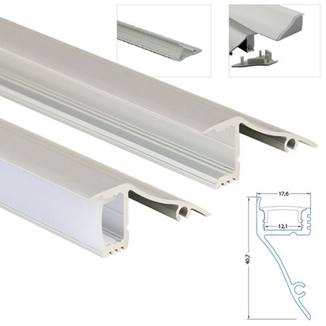 ML-761.062.02.2 Nástěnný hliníkový profil NT, 18x41 mm, včetně mléčného difuzoru, 2 m 3