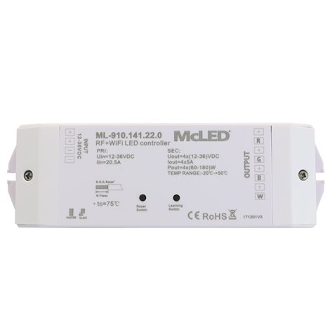 ML-910.141.22.0 RF a Wifi přijímač - řízení jasu, CCT, RGBW, 4 kanály, 4x 5A, 12-36V