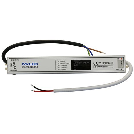 ML-732.028.45.0 Napájecí zdroj 30W 2,5A 12V IP67 180x33x23mm 1