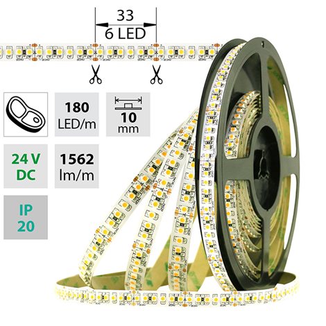 ML-125.004.60.0 LED pásek SMD3528FM, 180LED/m, 14,4W/m, 1562lm/m, IP20, DC 24V, 10mm, 5m
