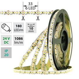 ML-125.005.60.0 LED pásek SMD3528M, 180LED/m, 14,4W/m, 1086lm/m, IP20, DC 24V, 10mm, 5m, p