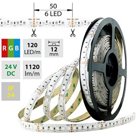 ML-128.683.60.0 LED pásek SMD5050 RGB, 120LED/m, 28,8W/m, 1120lm/m, IP54, DC 24V, 12mm, 5m
