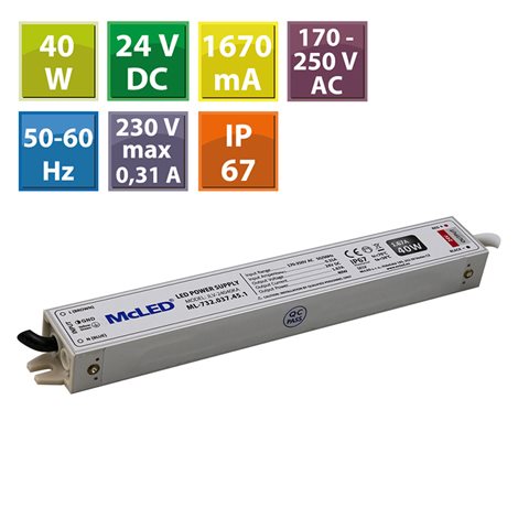 ML-732.037.45.1 Napájecí zdroj 40 W, DC24V/1,67A, IP67, hliníkové provedení 1