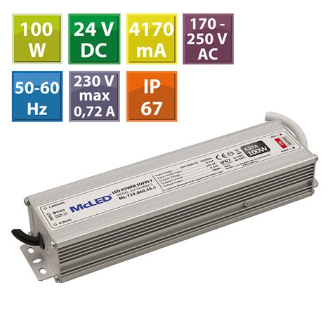 ML-732.060.45.1 Napájecí zdroj 100 W, DC24V/4,17A, IP67, hliníkové provedení 1