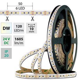 ML-127.632.60.0 LED pásek SMD3527 dual white WW-CW, 120LED/m, 19,2W/m, 1850lm/m, IP20, DC 24V, 5m