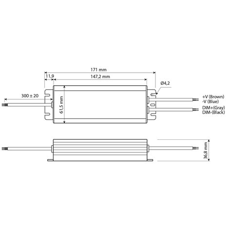 ML-732.213.58.1 Napájecí zdroj Mean Well HLG-60H-24B, 60 W, DC24V/2,5A, IP67, kovové provedení 2
