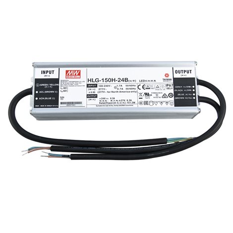 ML-732.217.58.1 Napájecí zdroj Mean Well HLG-150H-24B, 150 W, DC24V/6,3A, IP67, kovové provedení 1