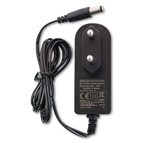 ML-732.062.11.0 Napájecí adaptér 12W, DC12V/1A, IP20, černý plast, s vidlicí 2
