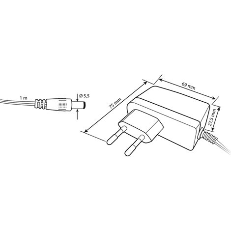 ML-732.062.11.0 Napájecí adaptér 12W, DC12V/1A, IP20, černý plast, s vidlicí 3