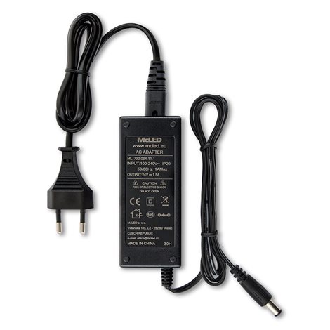 ML-732.064.11.1 Napájecí adaptér 36W, DC24V/1,5A, IP20, černý plast, s vidlicí 2
