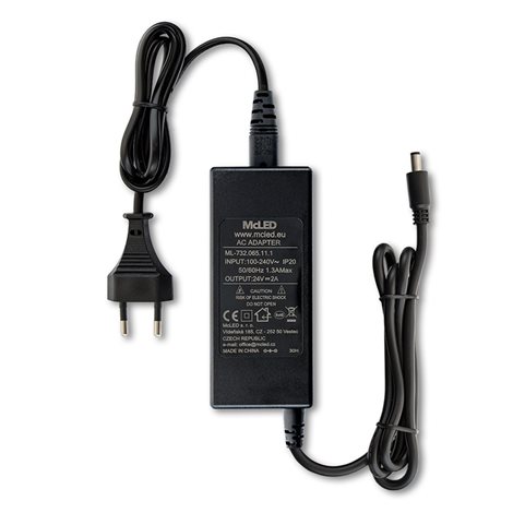 ML-732.065.11.1 Napájecí adaptér 48W, DC24V/2A, IP20, černý plast, s vidlicí 2