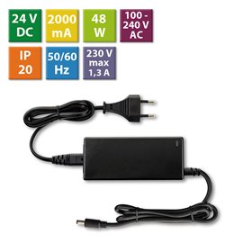 ML-732.065.11.1 Napájecí adaptér 48W, DC24V/2A, IP20, černý plast, s vidlicí