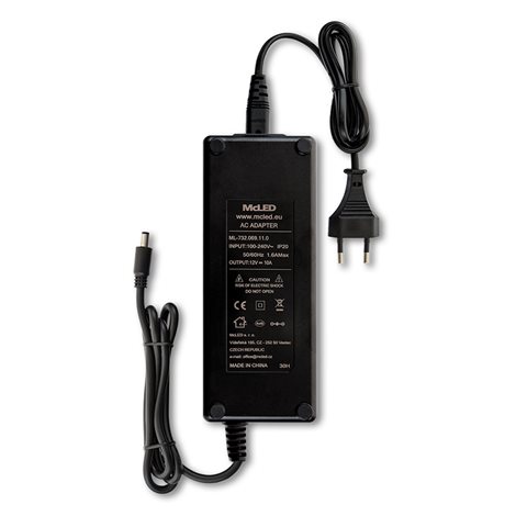 ML-732.069.11.0 Napájecí adaptér 120W, DC12V/10A, IP20, černý plast, s vidlicí 2