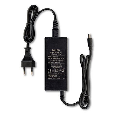 ML-732.065.11.0 Napájecí adaptér 48W, DC12V/4A, IP20, černý plast, s vidlicí 2
