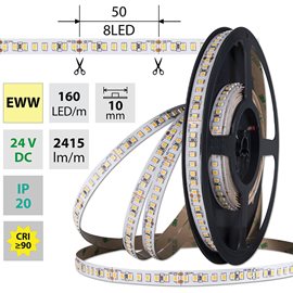 ML-126.889.60.0 LED pásek SMD2835 EWW, 160LED/m, 19,2W/m, DC 24V, 2415lm/m, CRI90, IP20, 10mm, 5m