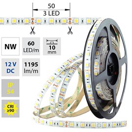 ML-121.675.60.0 LED pásek SMD5050 NW, 60LED/m, 14,4W/m, 1195lm/m, IP54, DC 12V, 10mm, 5m