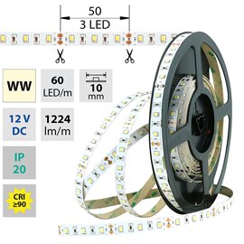 ML-121.700.60.2 LED pásek SMD2835 WW, 60LED/m, 14,4W/m, 1224lm/m, IP20, DC 12V, 10mm, 50m