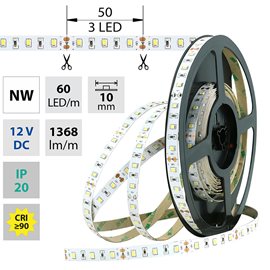 ML-121.701.60.0 LED pásek SMD2835 NW, 60LED/m, 14,4W/m, 1368lm/m, IP20, DC 12V, 10mm, 5m
