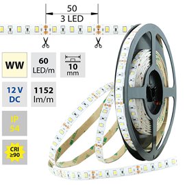 ML-121.709.60.0 LED pásek SMD2835 WW, 60LED/m, 14,4W/m, 1152lm/m, IP54, DC 12V, 10mm, 5m